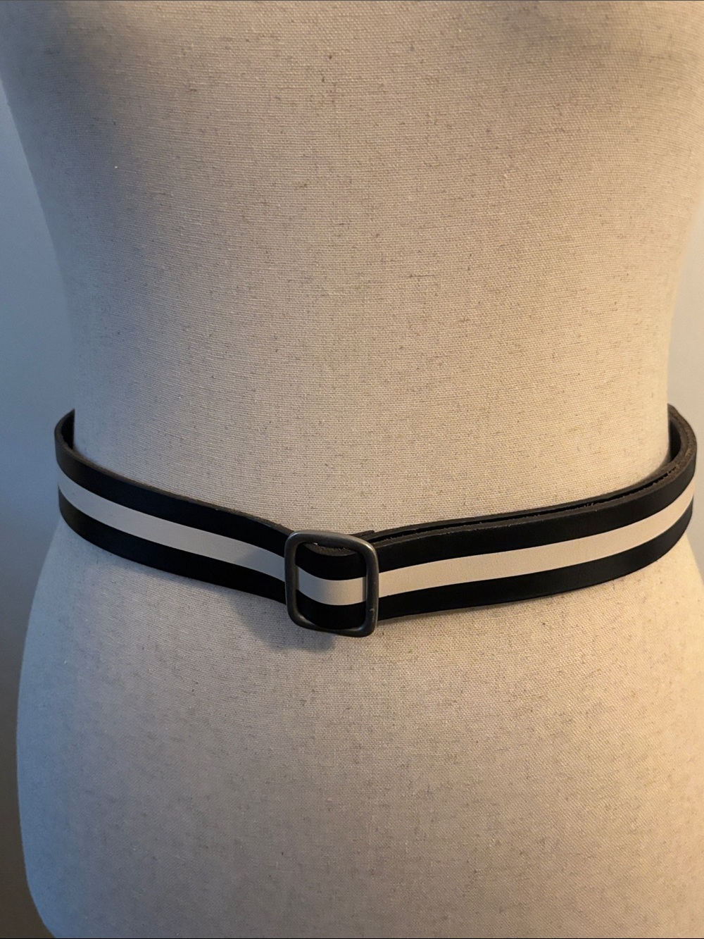 GAP Black and White Striped Cow Leather Belt